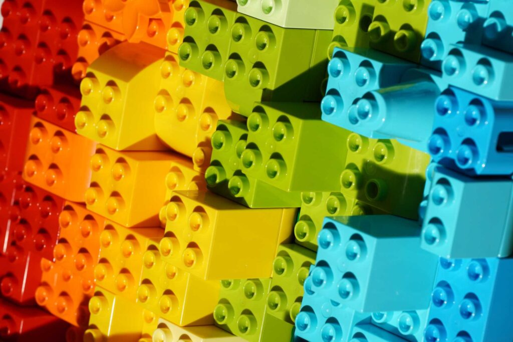 rainbow lego building blocks